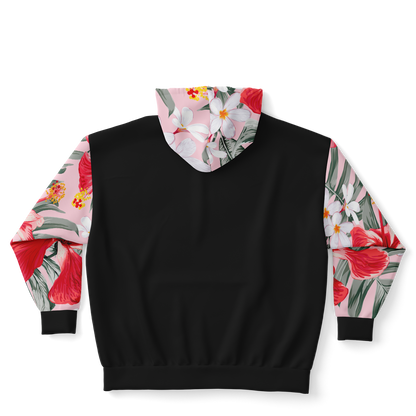 Plus Size Pink Flower We Dem Polyz Unisex Hoodie (AOP)