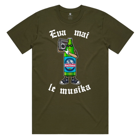 Army Green Vailima Eva Mai Le Musika Tee