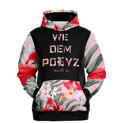 Pink Flower We Dem Polyz Unisex Hoodie (AOP) Regular Size