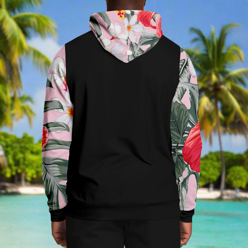 Pink Flower We Dem Polyz Unisex Hoodie (AOP) Regular Size